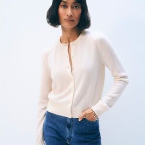 Cream cashmere crewneck cardigan - XS